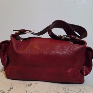 Marino Orlandi Red Leather Sling Shoulder Bag w/Adjustable Strap